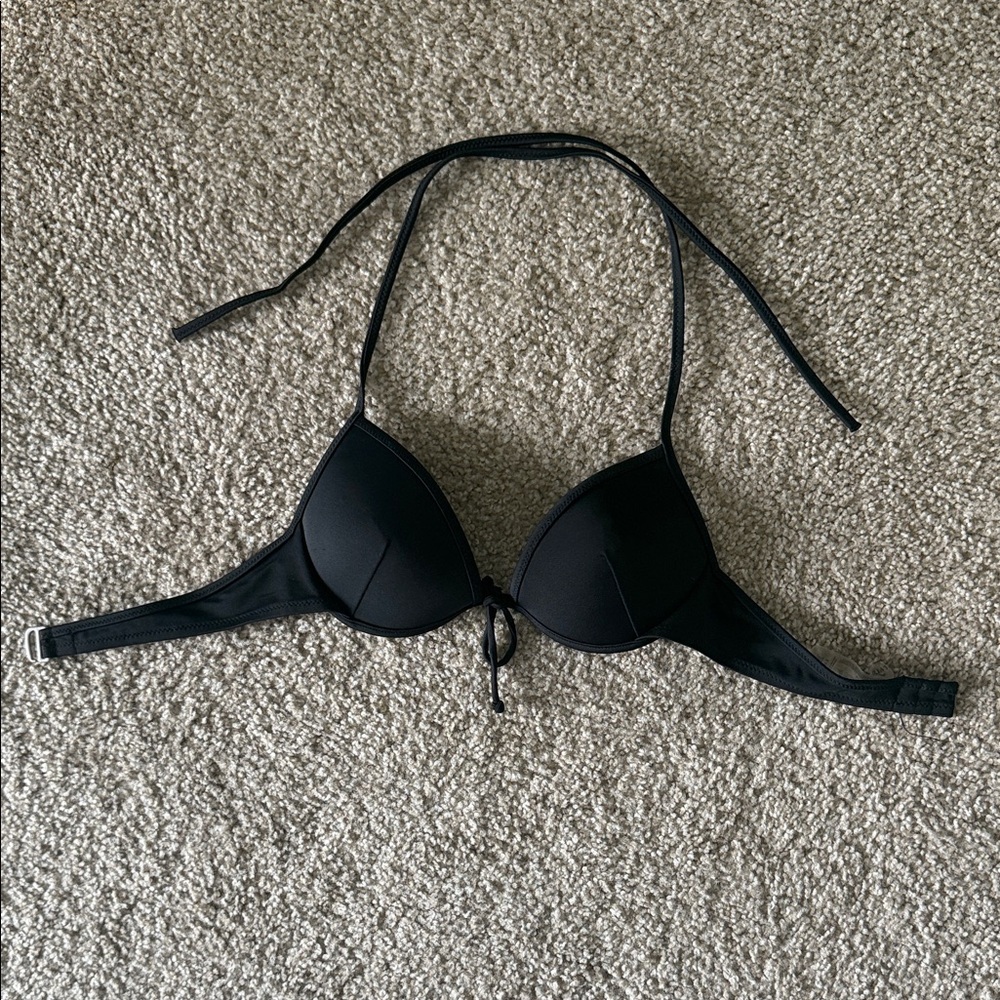 Victoria's Secret Black Bikini Tie Top Size 34B with adjustable back clasp